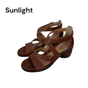 Brioso Womens Brown Leather Strappy Sandals 2.5" Heel Made In Brazil SZ 8.5M